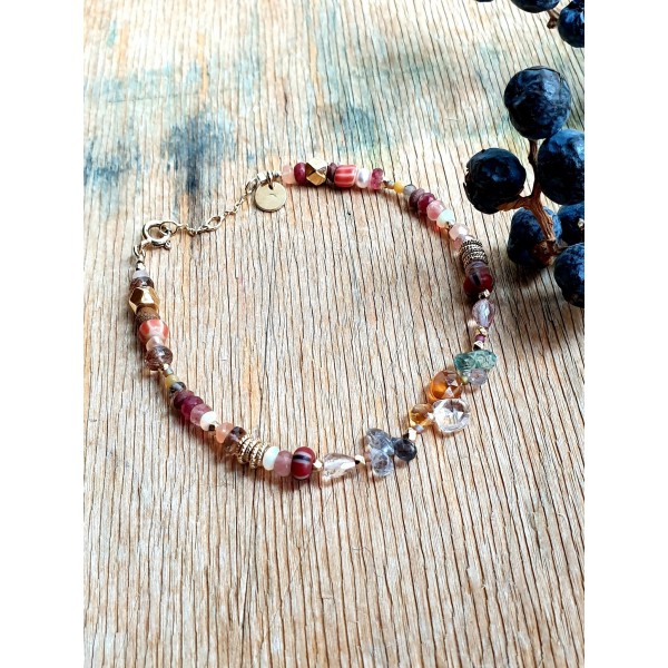 5 Octobre sidabro apyrankė su spalvotais brangakmeniais